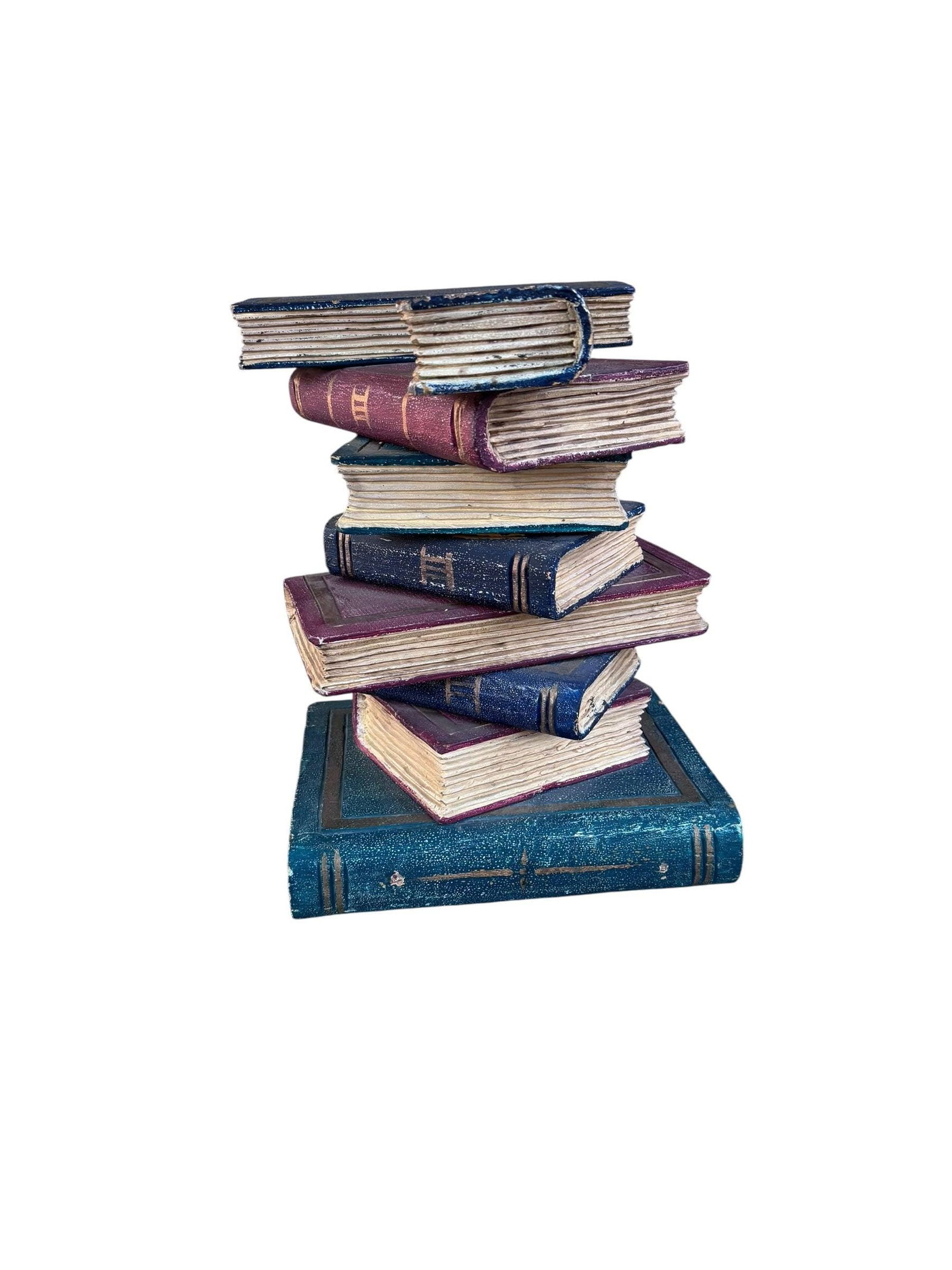 Vintage Faux Stacked Book Side Table - 5