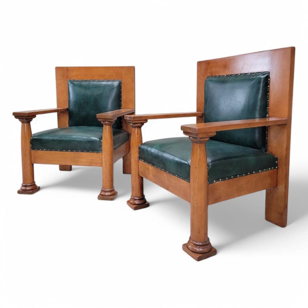 Antique Mission Arts & Crafts Style Chairs - Pair - 10