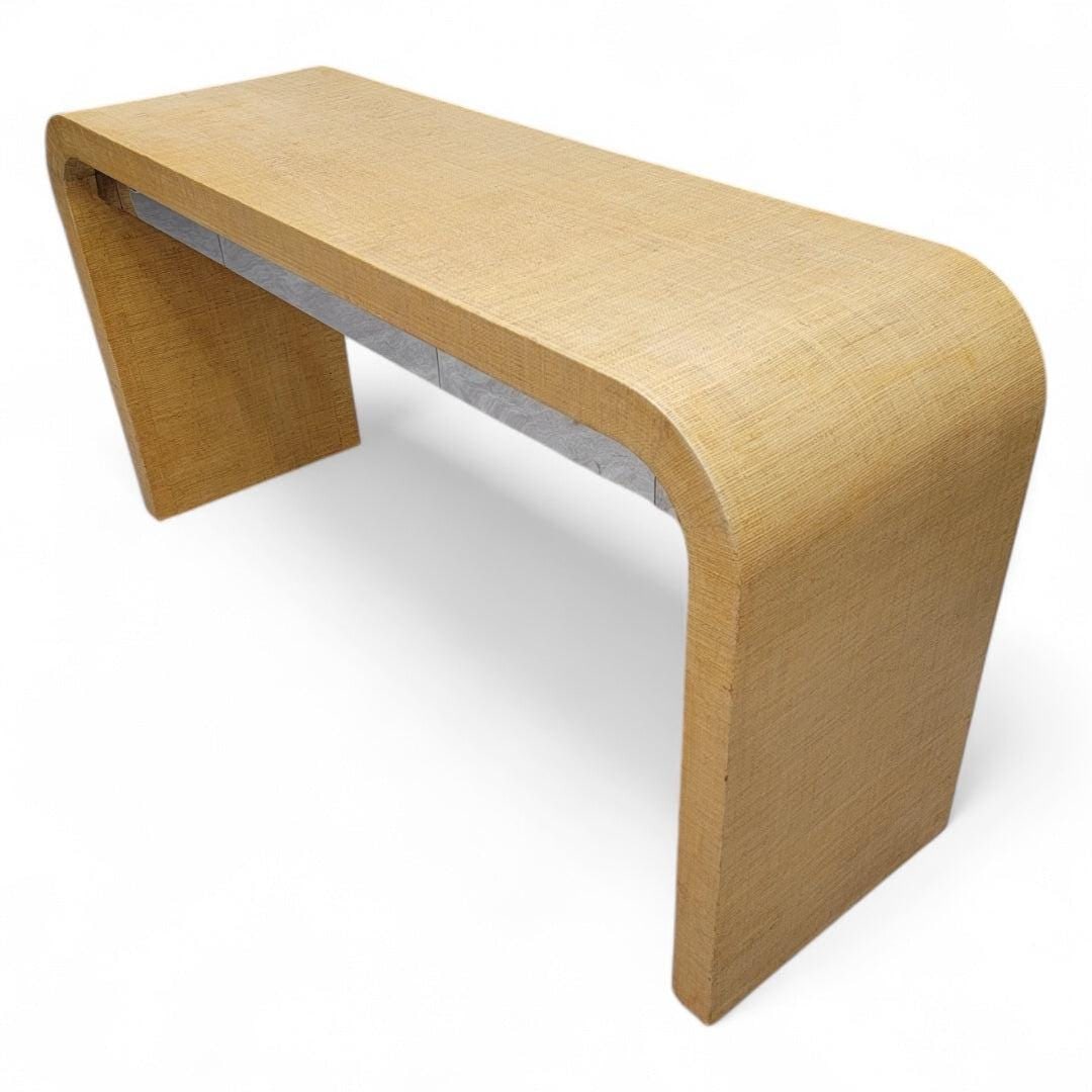 Postmodern Grasscloth Waterfall Console Table with Side Chests for Ernest Masi - 2