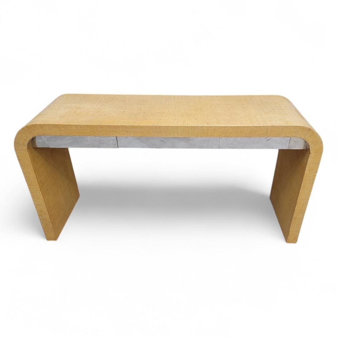 Postmodern Grasscloth Waterfall Console Table with Side Chests for Ernest Masi - 6