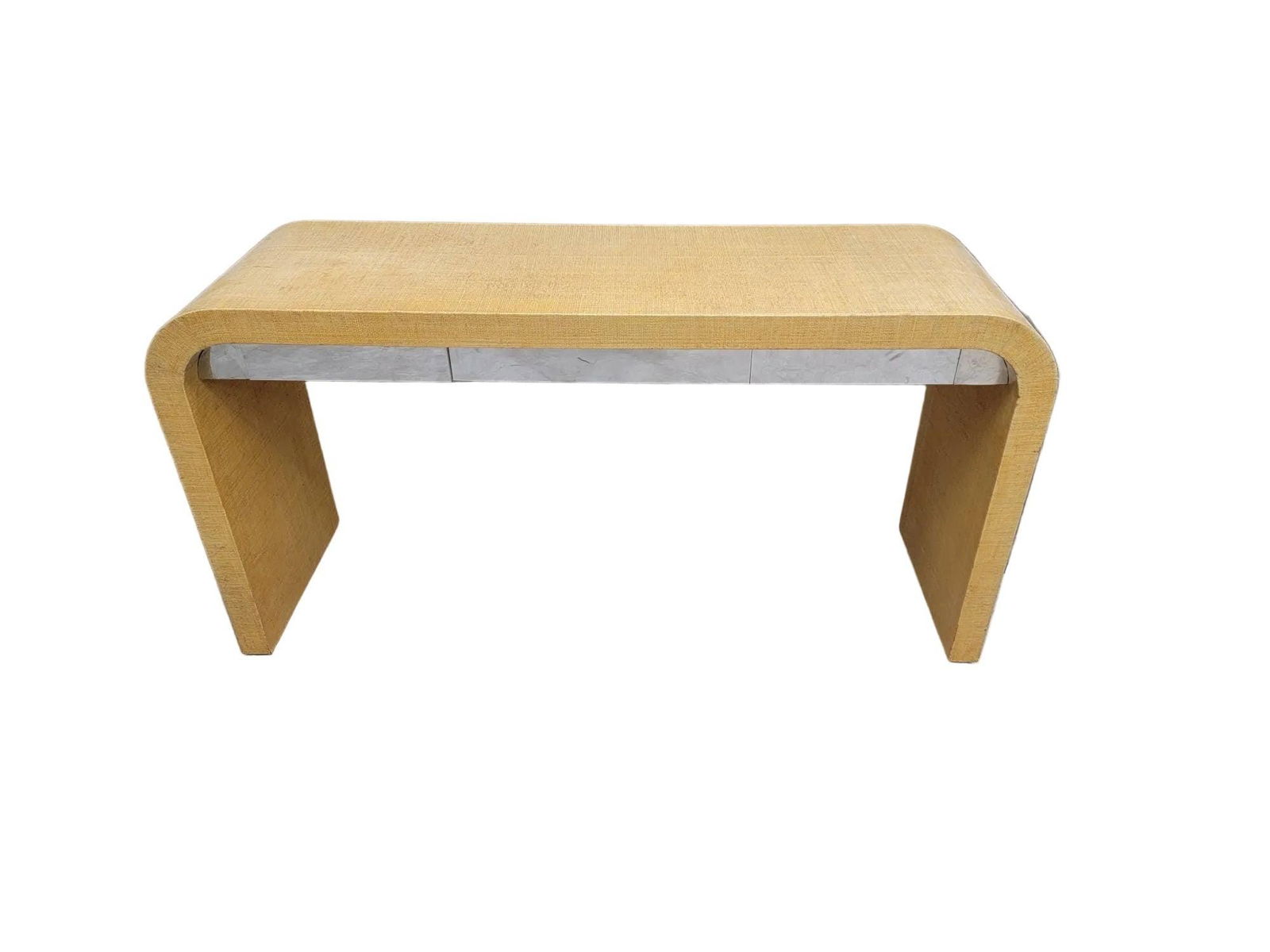 Postmodern Grasscloth Waterfall Console Table with Side Chests for Ernest Masi - 8