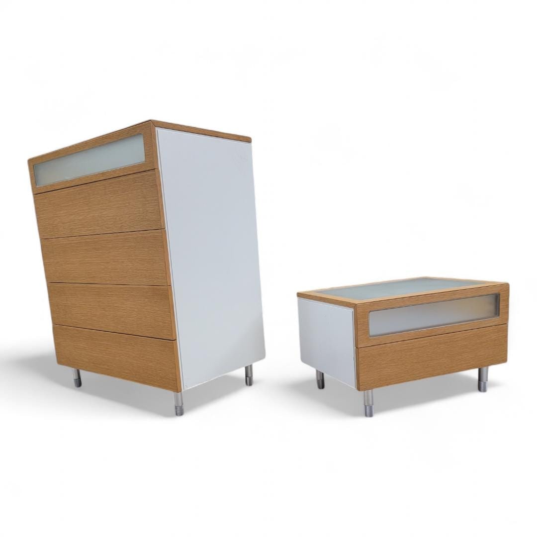 Postmodern Italian Frosted Glass Dresser with Side Chest - 2