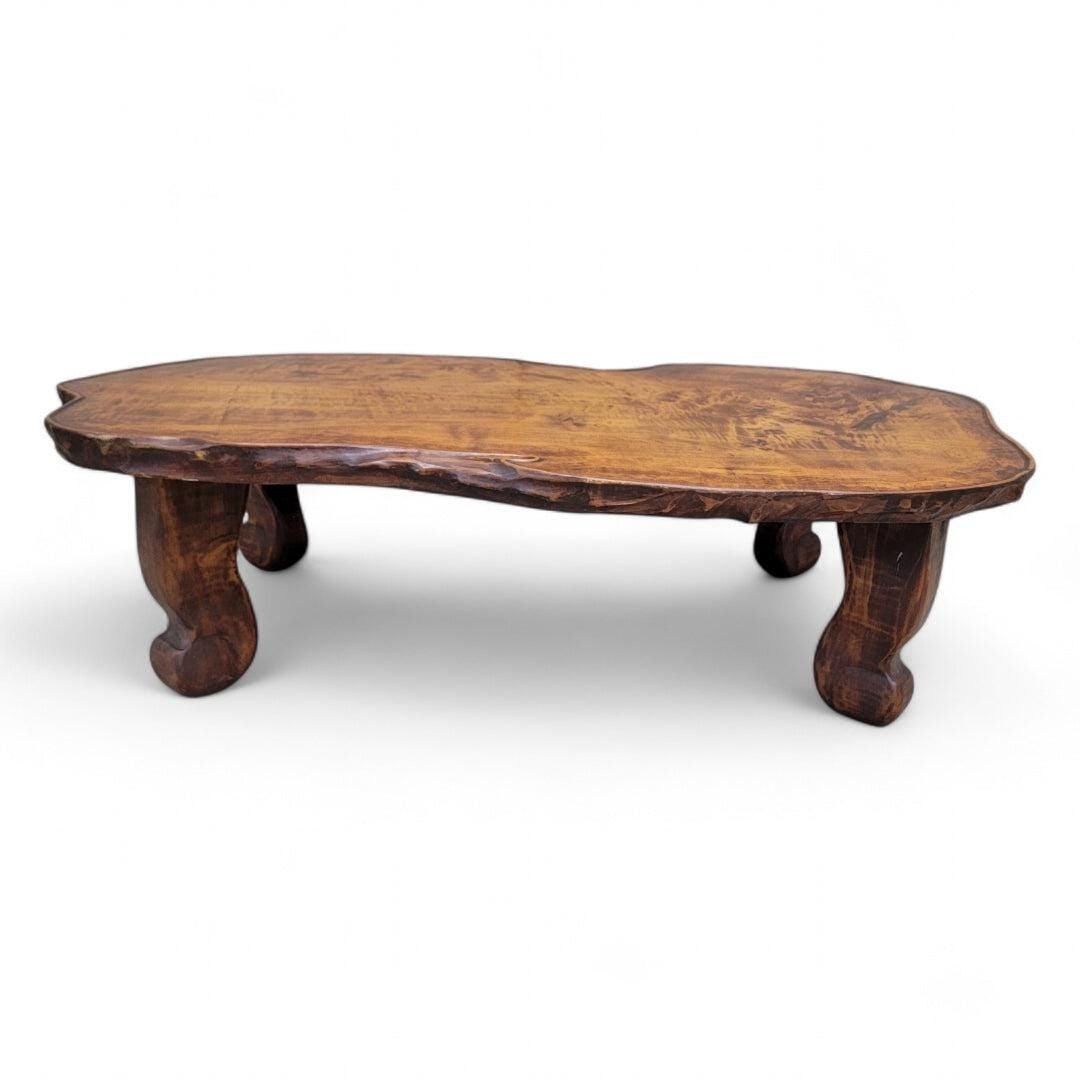Mid Century Modern Nakashima Style Live Edge Low Profile Rustic Coffee Table - 3