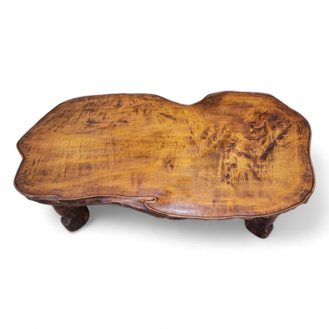 Mid Century Modern Nakashima Style Live Edge Low Profile Rustic Coffee Table - 6