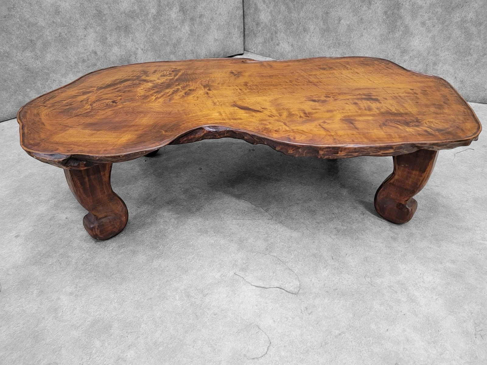 Mid Century Modern Nakashima Style Live Edge Low Profile Rustic Coffee Table - 7