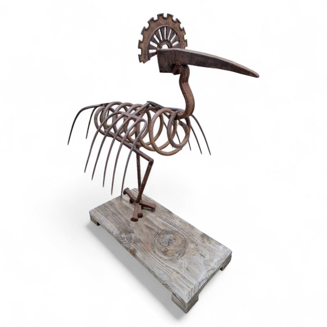 Vintage Hand Forged Peacock Garden Folk Art Statue - 3