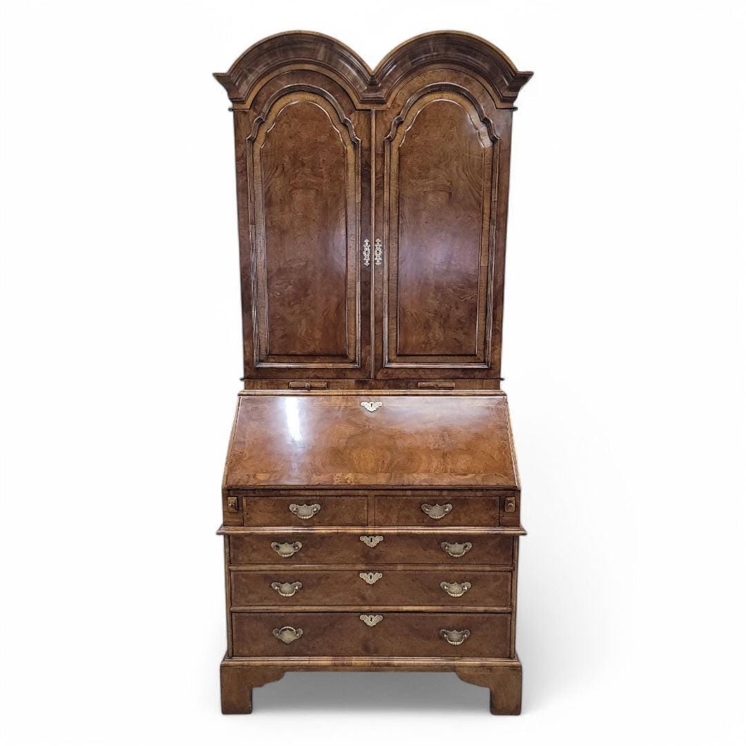 Vintage George III Style Burton-Ching Burl Walnut Secretary Desk Bookcase - 3