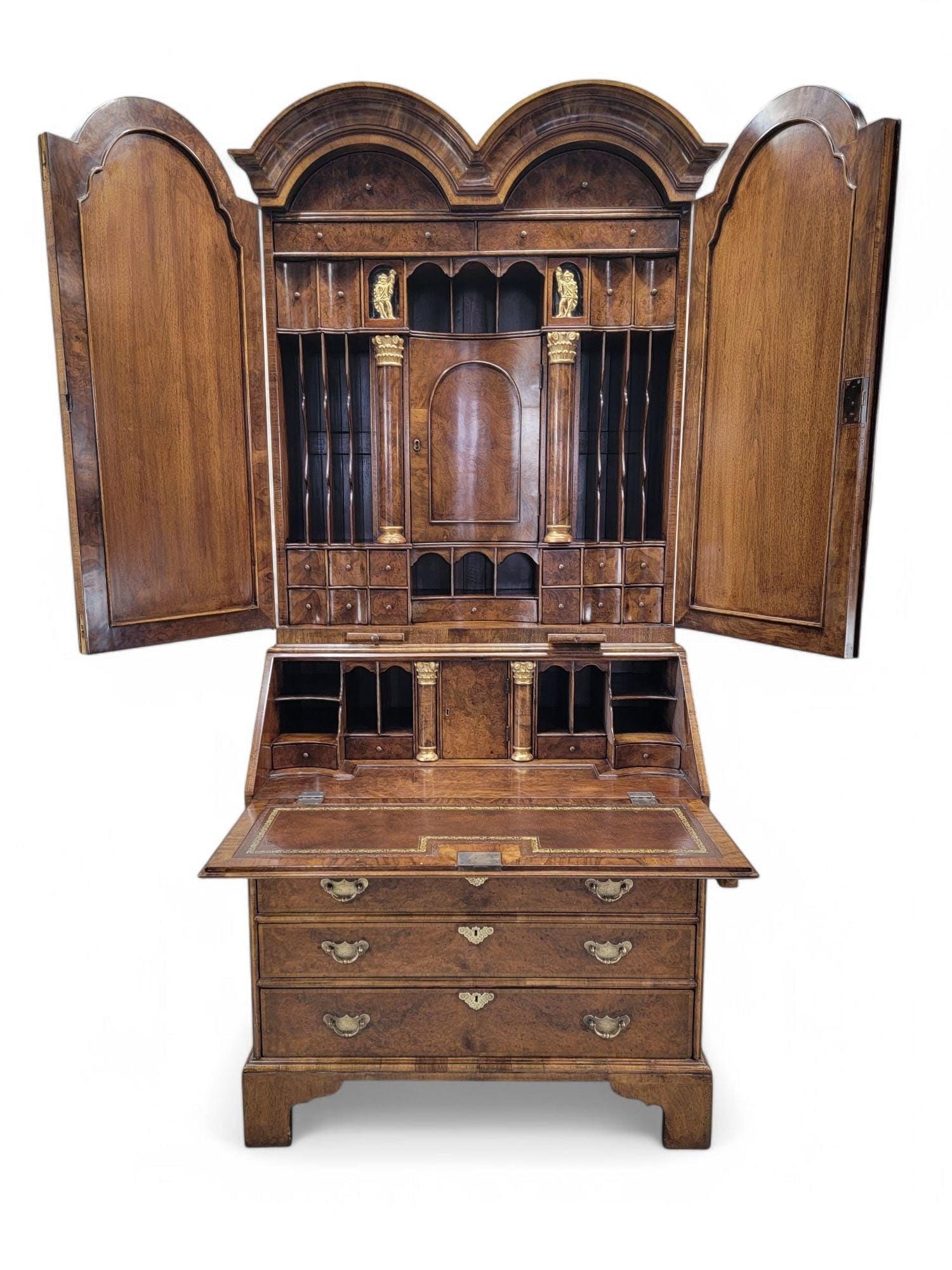 Vintage George III Style Burton-Ching Burl Walnut Secretary Desk Bookcase - 7