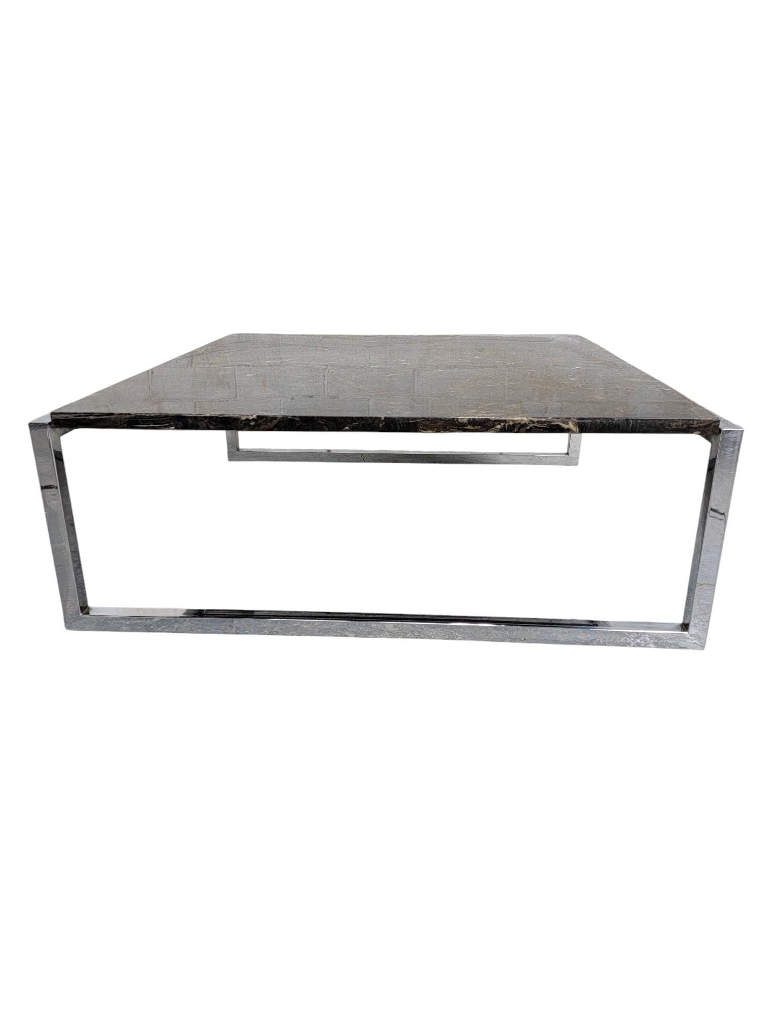 MCM Italian Granite Chrome Coffee Table - 2