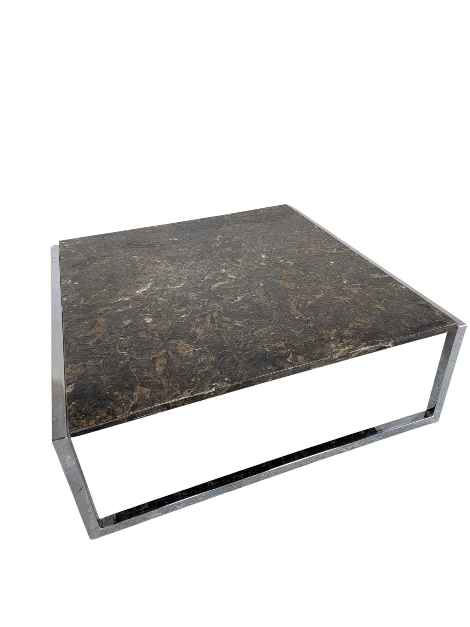 MCM Italian Granite Chrome Coffee Table - 5