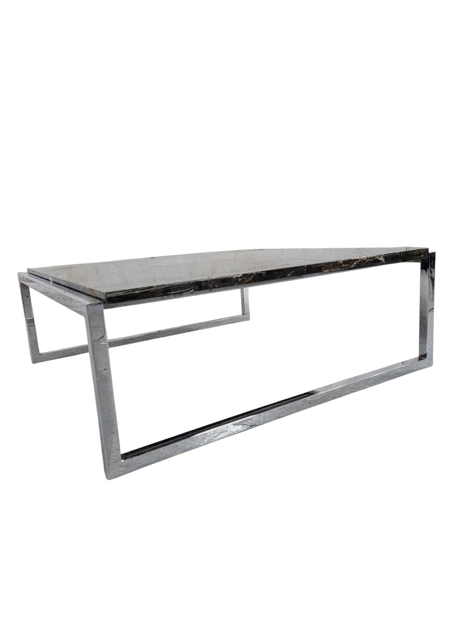 MCM Italian Granite Chrome Coffee Table - 7