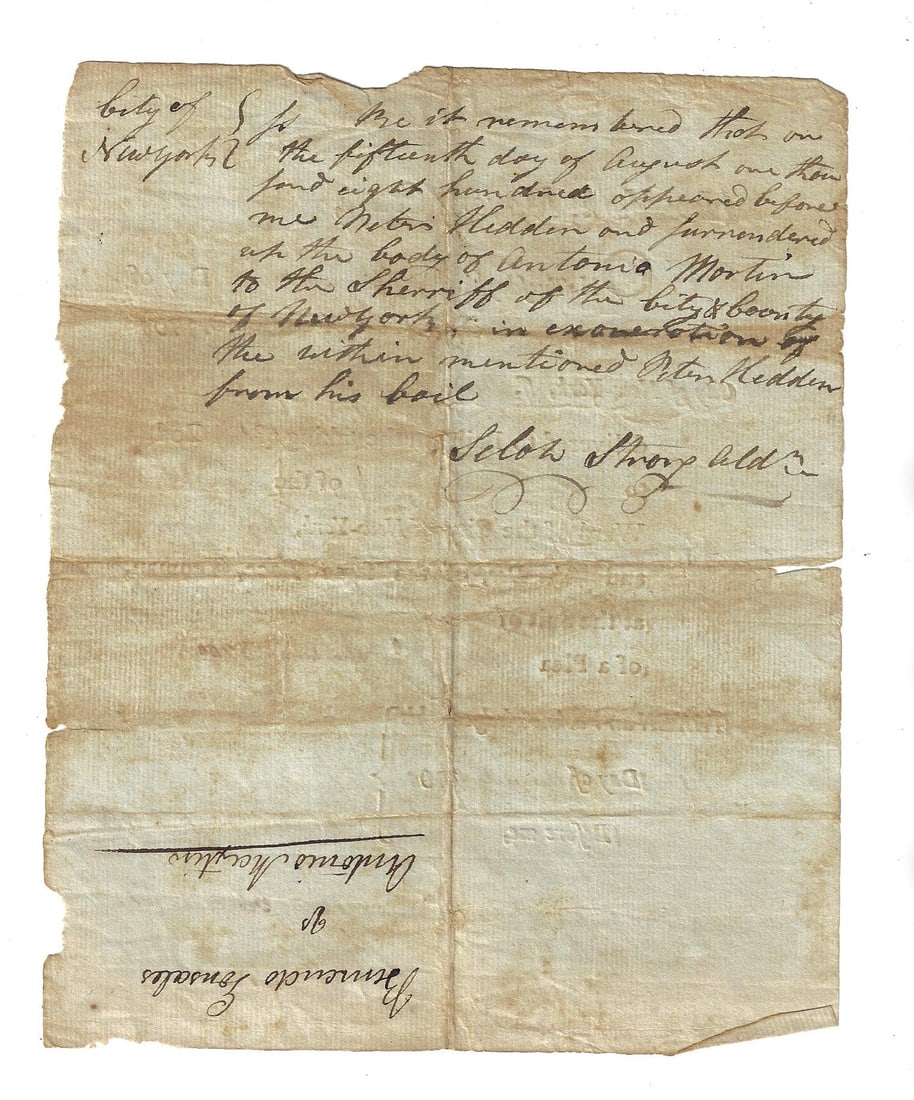 1800 Fine New York Bail Document - 2