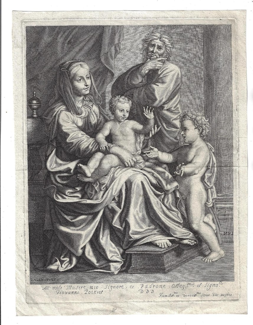 1665 Engraving Mary Christ John the Baptist Joseph (1 of 1)
