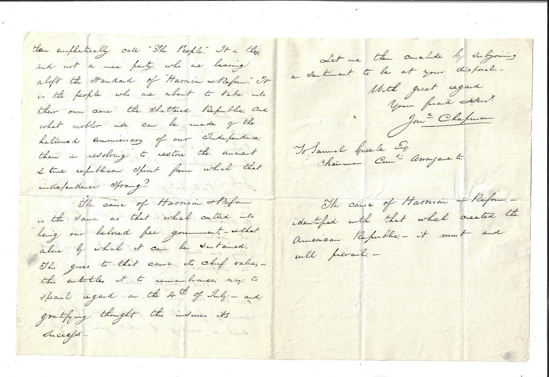 1840 Manuscript Letter Whig Party Harrison and Reform - 2