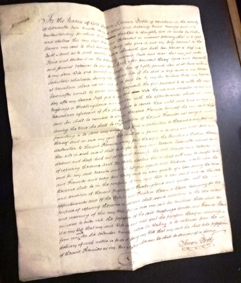 1798 Manuscript English Will of Iron Master: Title: 1798 Manuscript English Will of Iron Master Additional Information: English 1798 manuscript Copy of a will of Simon Dobbs of Gloucester an Ironmaster neatly pinned on four Ledger leaves of