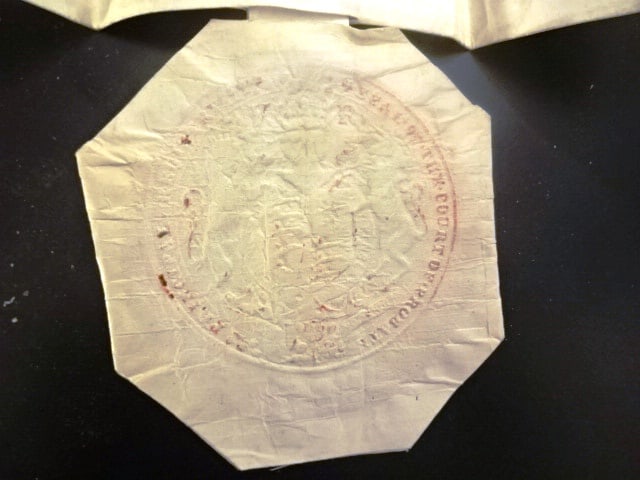 1866 English Vellum Probate Certificate Large Seal - 2