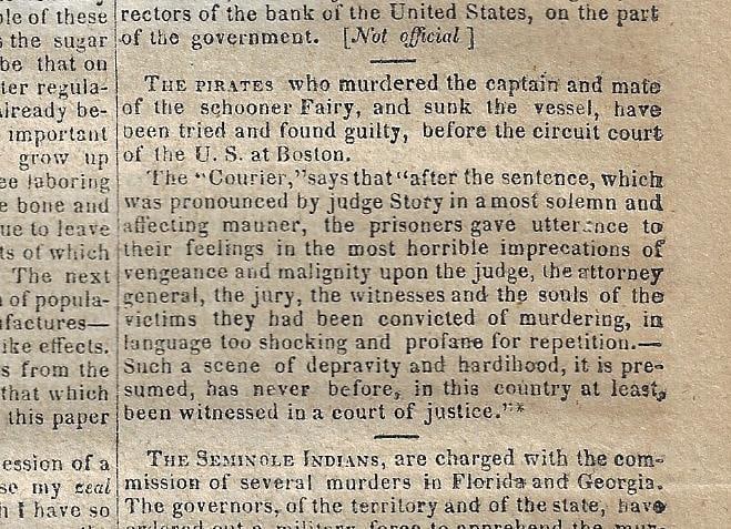 1827 Niles Weekly Runaway Slaves Pirates - 2