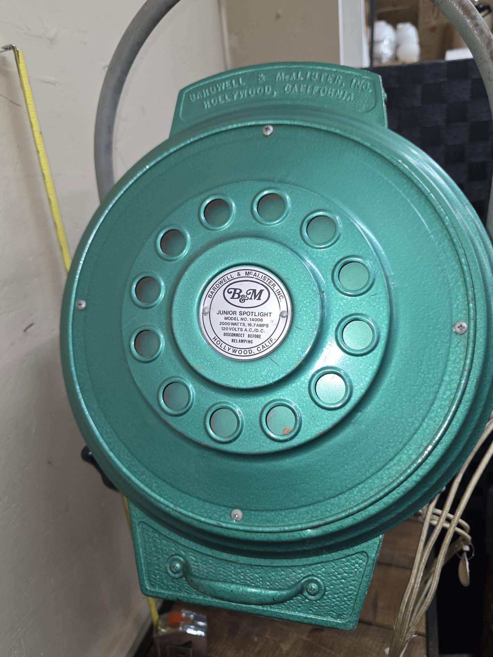 Hollywood Studio Spotlight Bardwell & McAlister Junior 14006 2K 2000W 10” Lens Vintage - 6