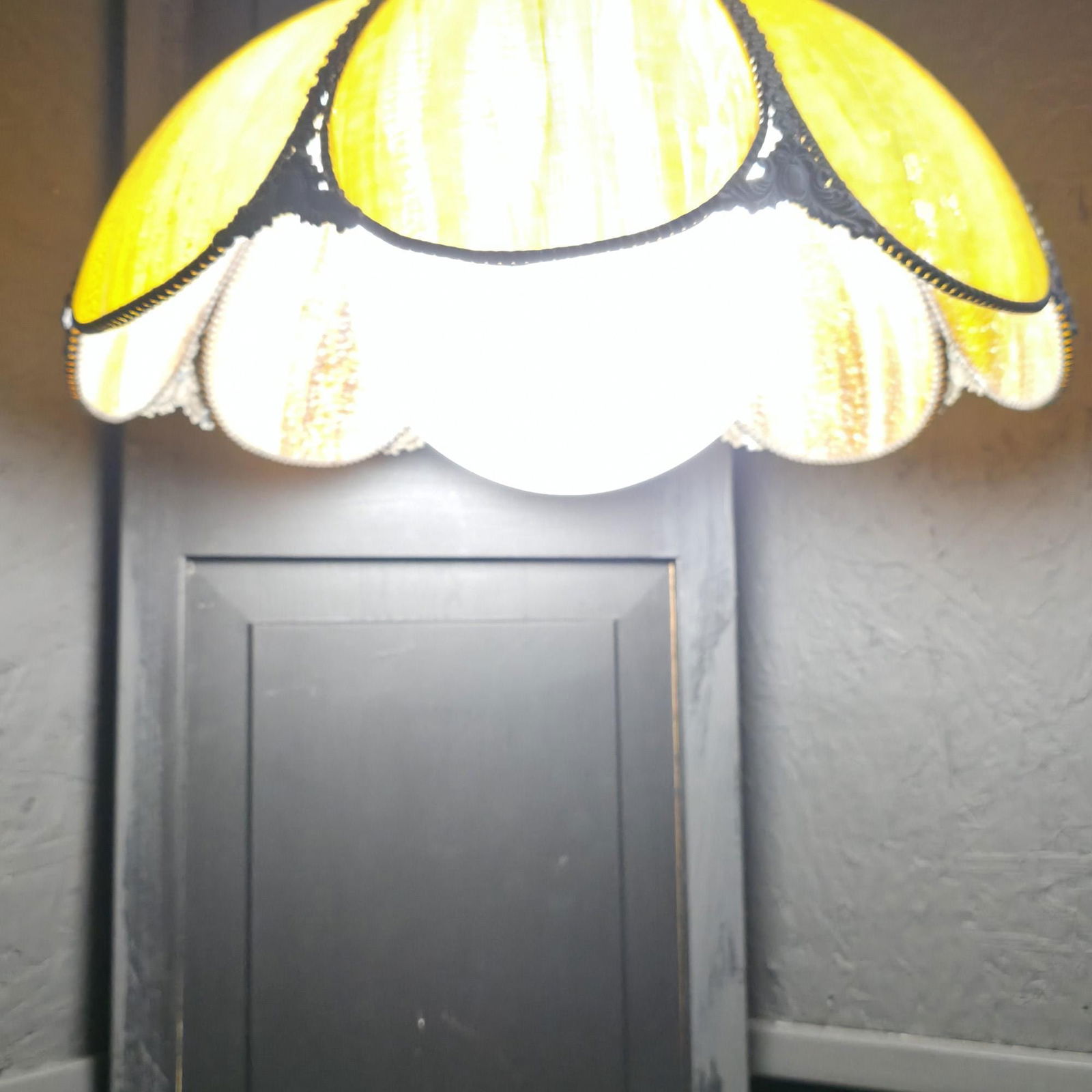 Vintage Caramel Slag Glass Swag Lamp Lotus Tulip Plug-Into Wall, Newly Rewired, Pendant Light - 6