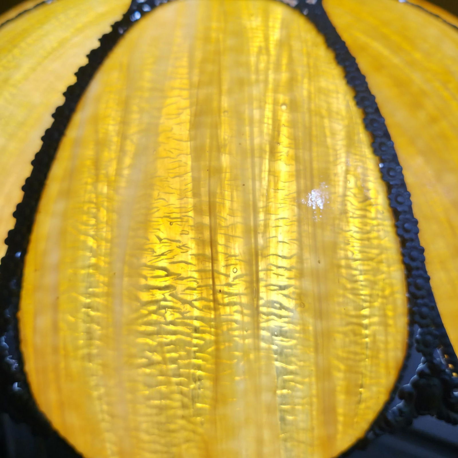 Vintage Caramel Slag Glass Swag Lamp Lotus Tulip Plug-Into Wall, Newly Rewired, Pendant Light - 7