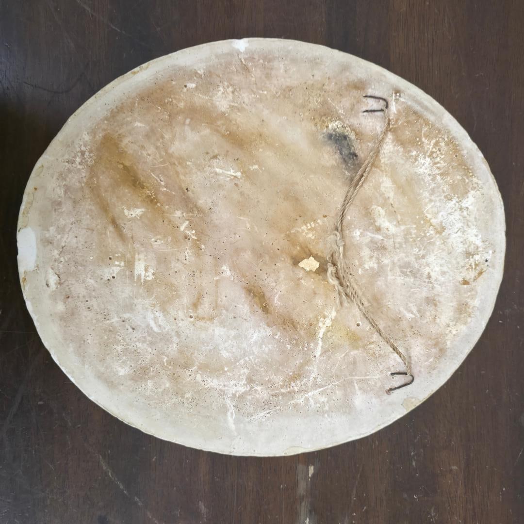 Vintage Plaster Wall Plaque Raised Floral Relief Cottage Shabby Chic Decor Oval Hanging Pink Green - 6