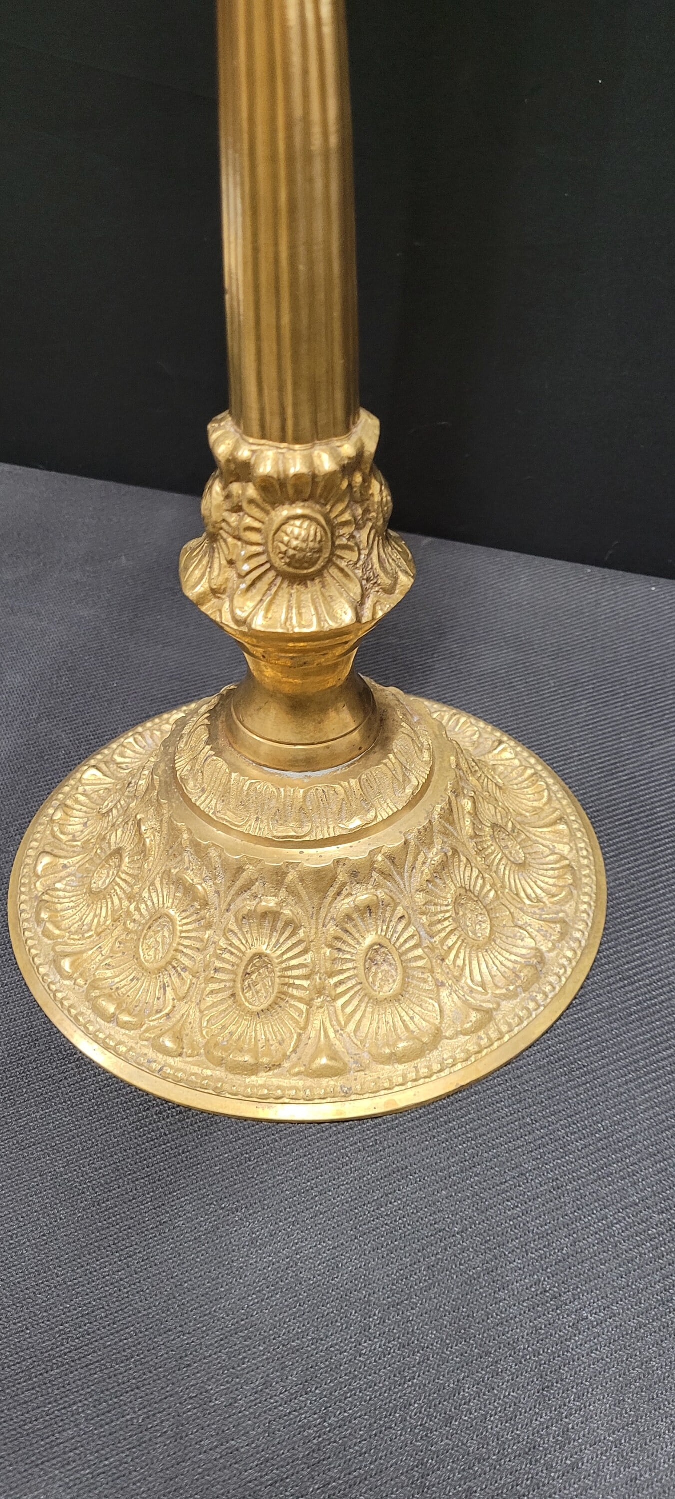 Antique Brass 4-Arm Candelabra • 38" Tall Floor Candle Holder • Ornate Victorian Altar - 4