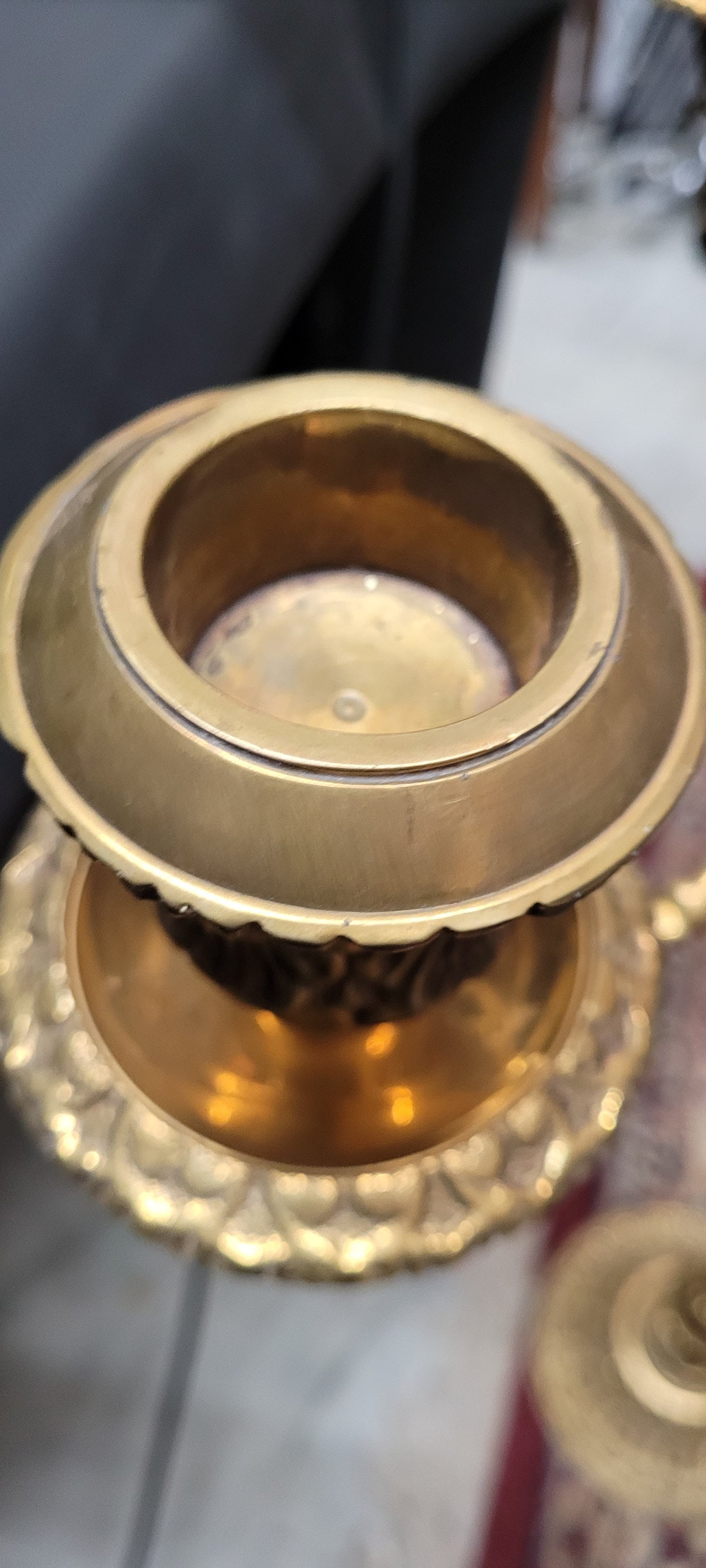 Antique Brass 4-Arm Candelabra • 38" Tall Floor Candle Holder • Ornate Victorian Altar - 8