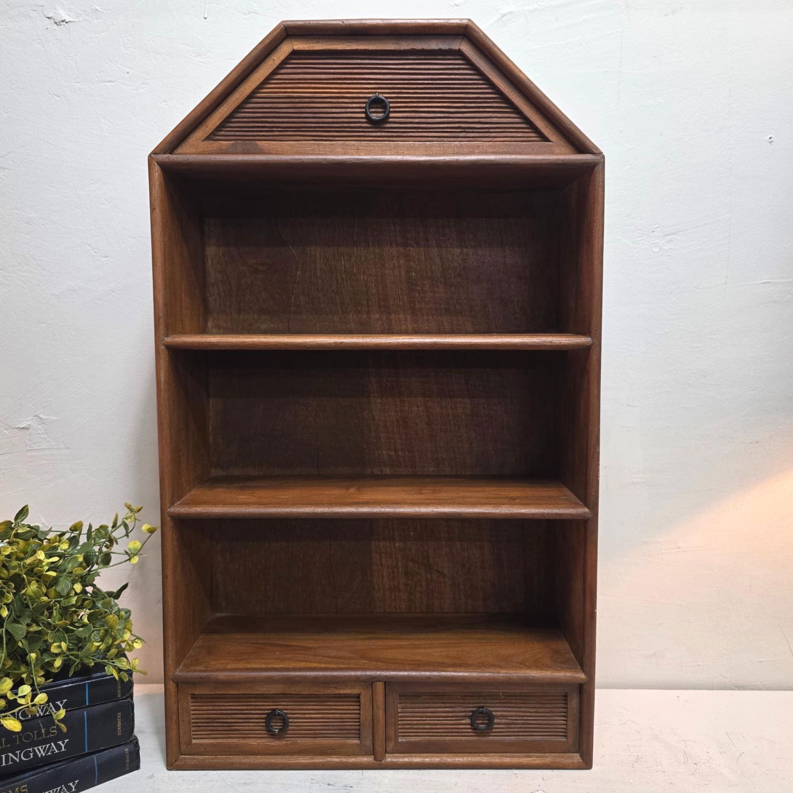 Foreside Wood Wall Shelf with Drawers, Rustic Hanging Display Cabinet, 3 Shelf Storage Rack, (1 of 8)