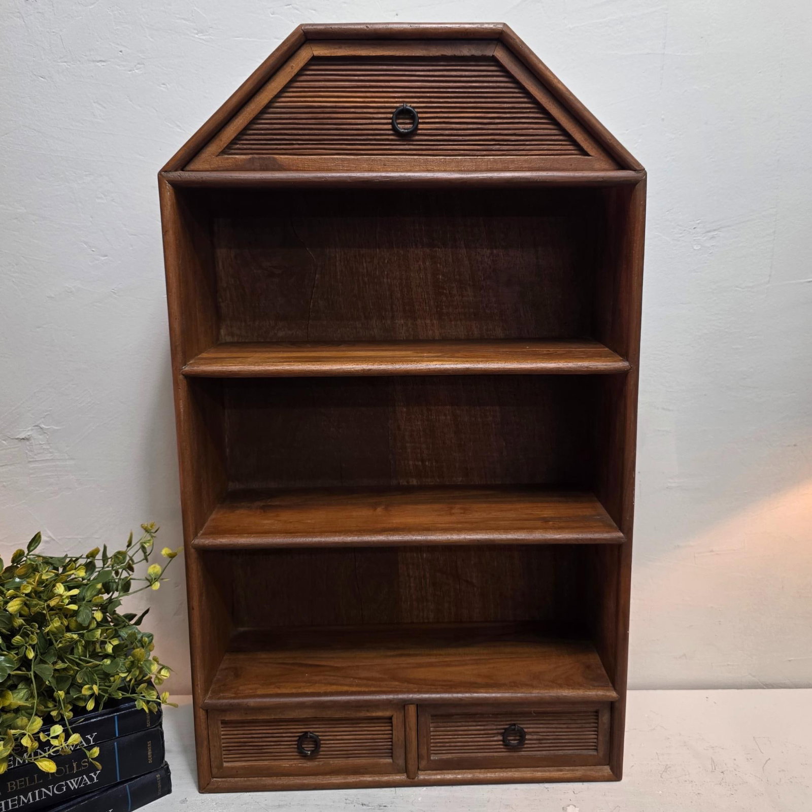 Foreside Wood Wall Shelf with Drawers, Rustic Hanging Display Cabinet, 3 Shelf Storage Rack, - 8