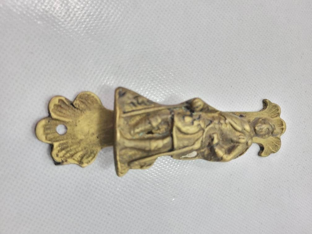Mini Vintage Brass Figural Door Knocker, Small Antiqued Gentleman Wall Hook or Decorative Hardware, - 4