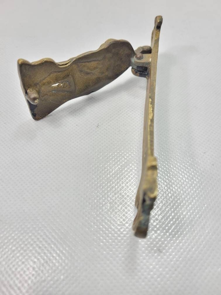 Mini Vintage Brass Figural Door Knocker, Small Antiqued Gentleman Wall Hook or Decorative Hardware, - 5