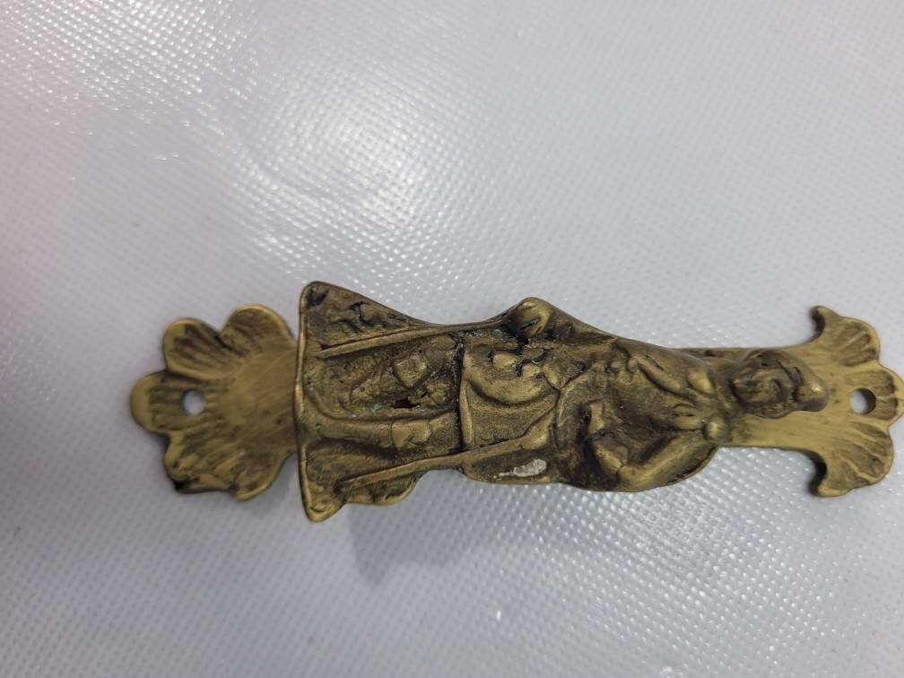 Mini Vintage Brass Figural Door Knocker, Small Antiqued Gentleman Wall Hook or Decorative Hardware, - 6