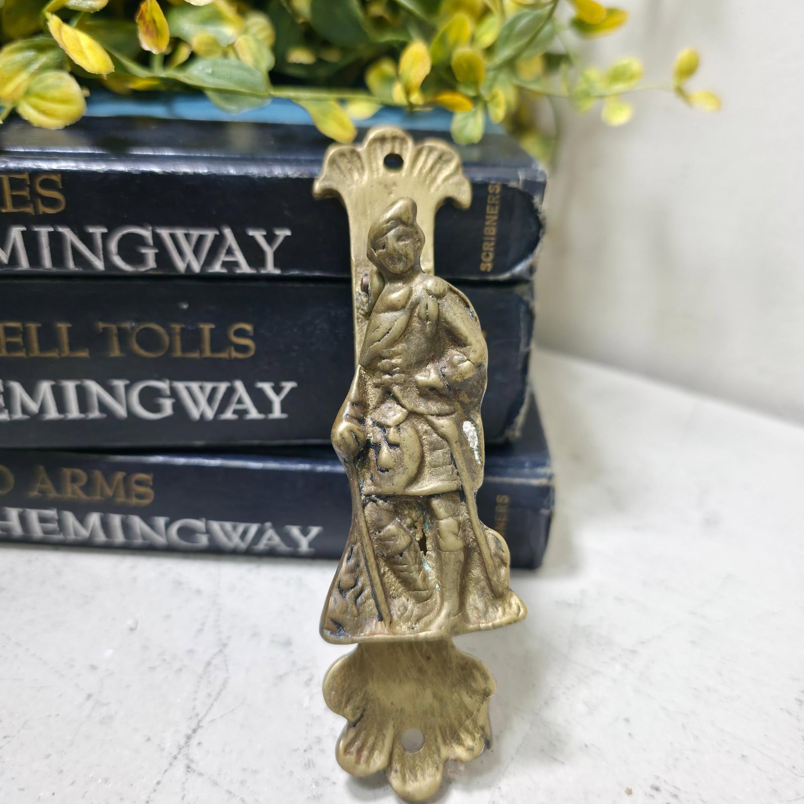 Mini Vintage Brass Figural Door Knocker, Small Antiqued Gentleman Wall Hook or Decorative Hardware, - 8