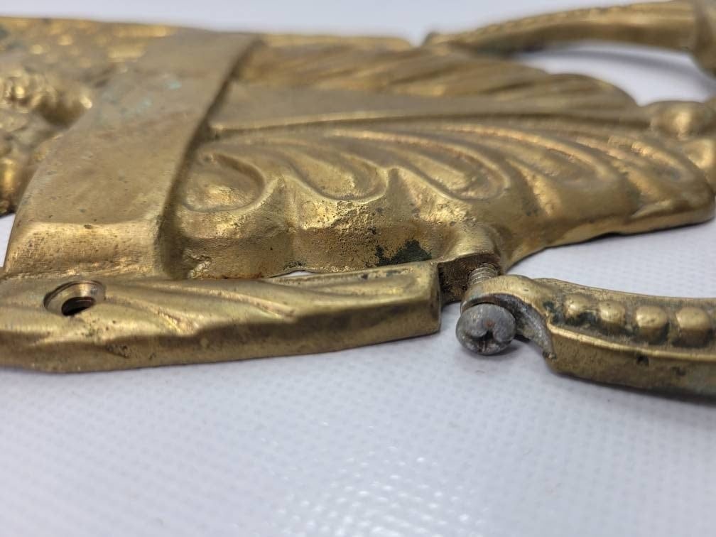 Large 9.5” Vintage Brass American Eagle Door Knocker, Patriotic Federal Style Entry Hardware, - 4