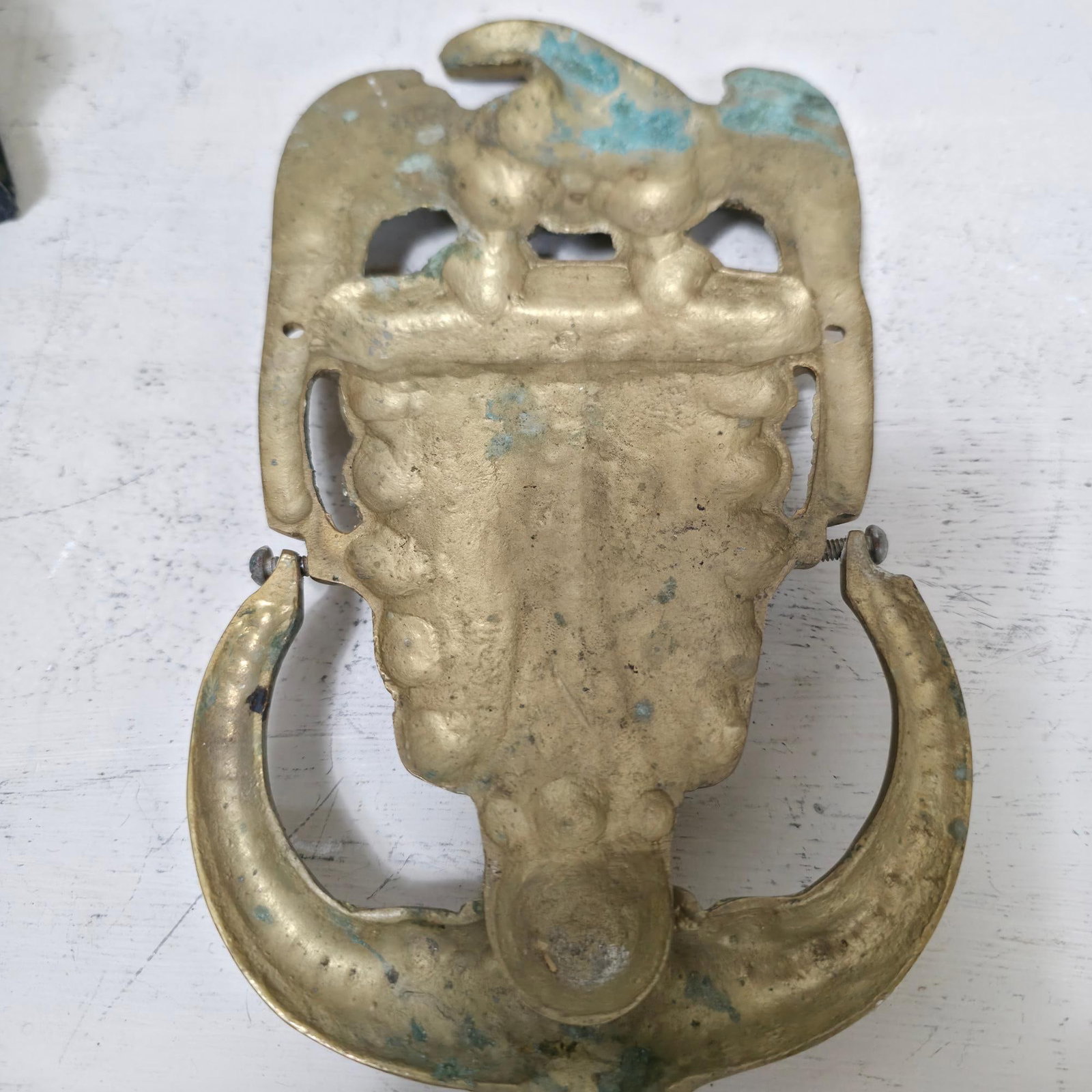 Large 9.5” Vintage Brass American Eagle Door Knocker, Patriotic Federal Style Entry Hardware, - 7