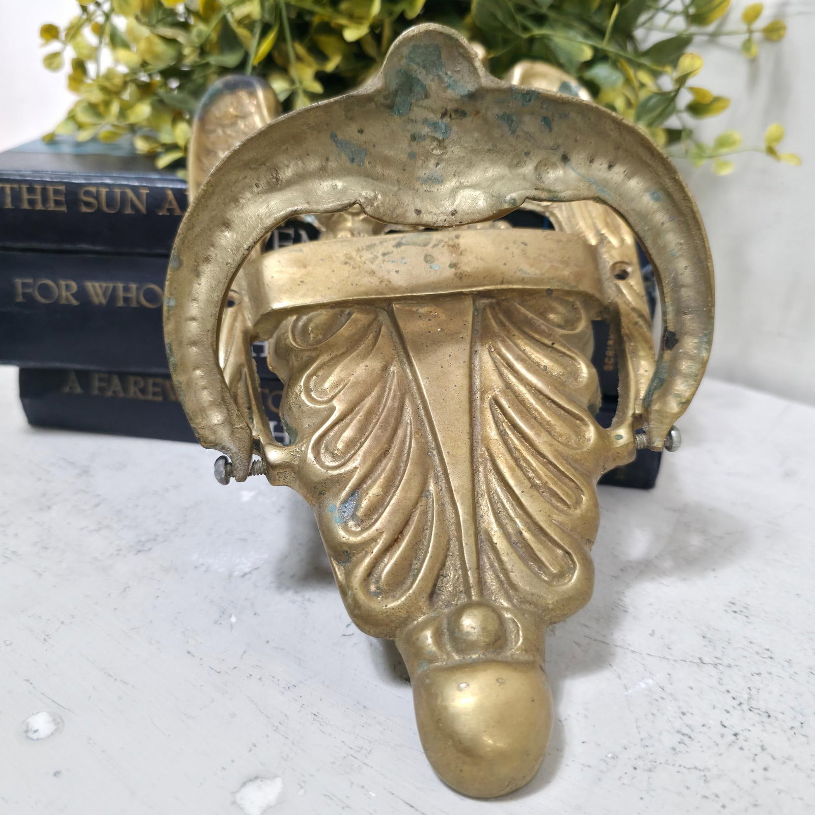 Large 9.5” Vintage Brass American Eagle Door Knocker, Patriotic Federal Style Entry Hardware, - 8