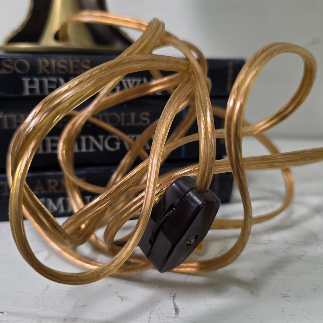 Vintage Solid Brass Pinecone Table Lamp, Small Accent/Bedside Light, Candelabra Bulb, Inline Cord - 4