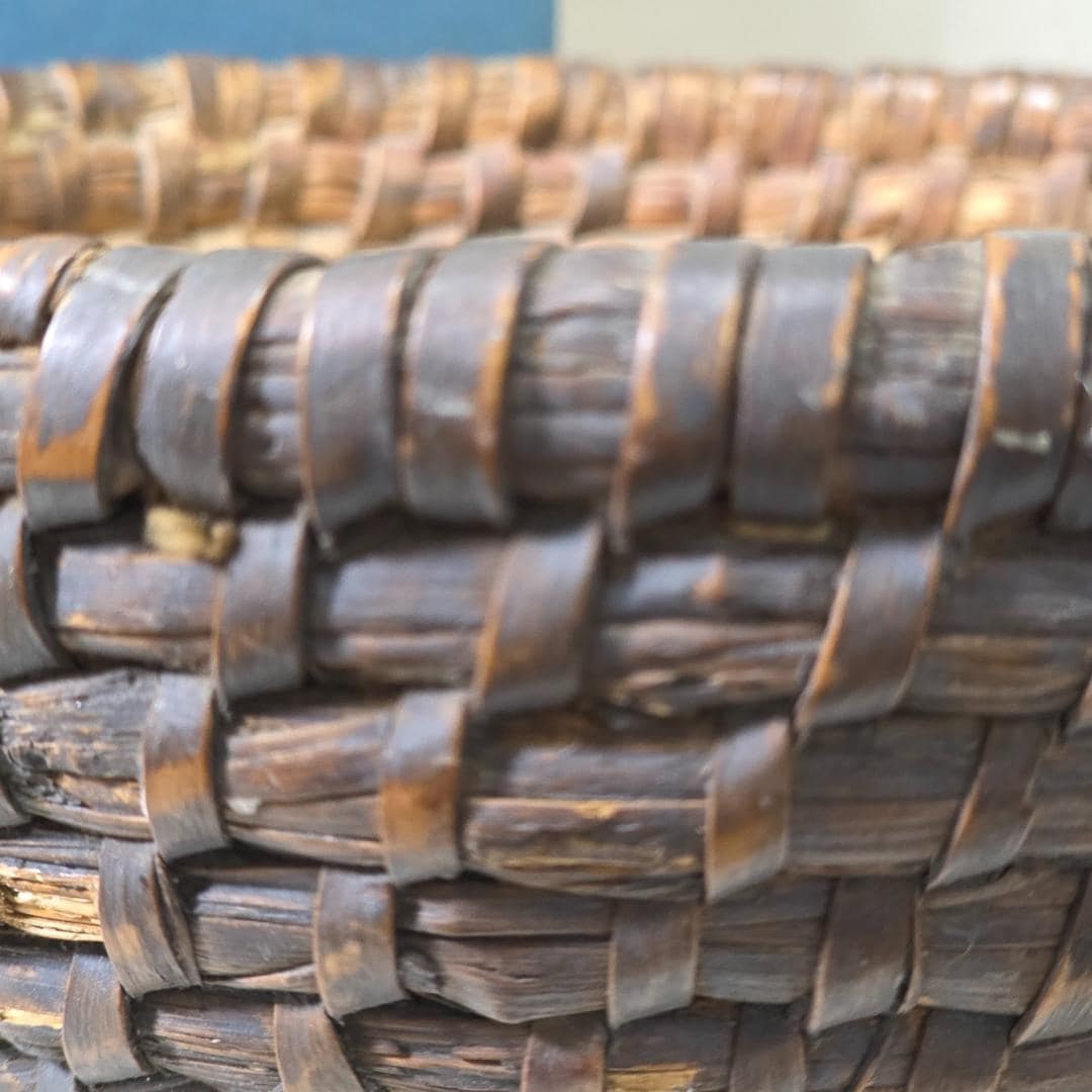 Antique Hand Woven Basket Early Primitive Rustic Bowl Old Farmhouse Storage Basket Solid Tight Weave - 3