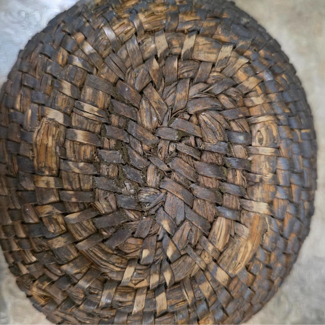Antique Hand Woven Basket Early Primitive Rustic Bowl Old Farmhouse Storage Basket Solid Tight Weave - 7