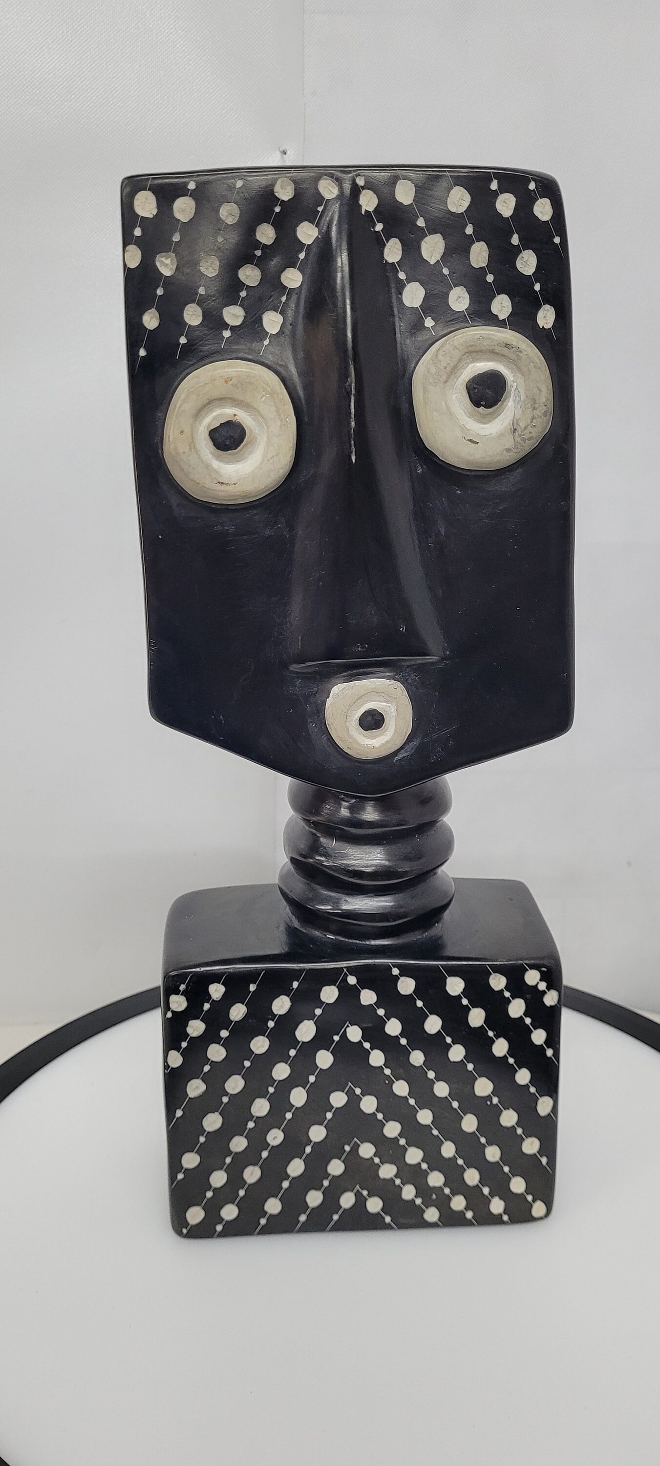 Black White Modern Sculpture Table Top Statue Stone Bust Face - 4