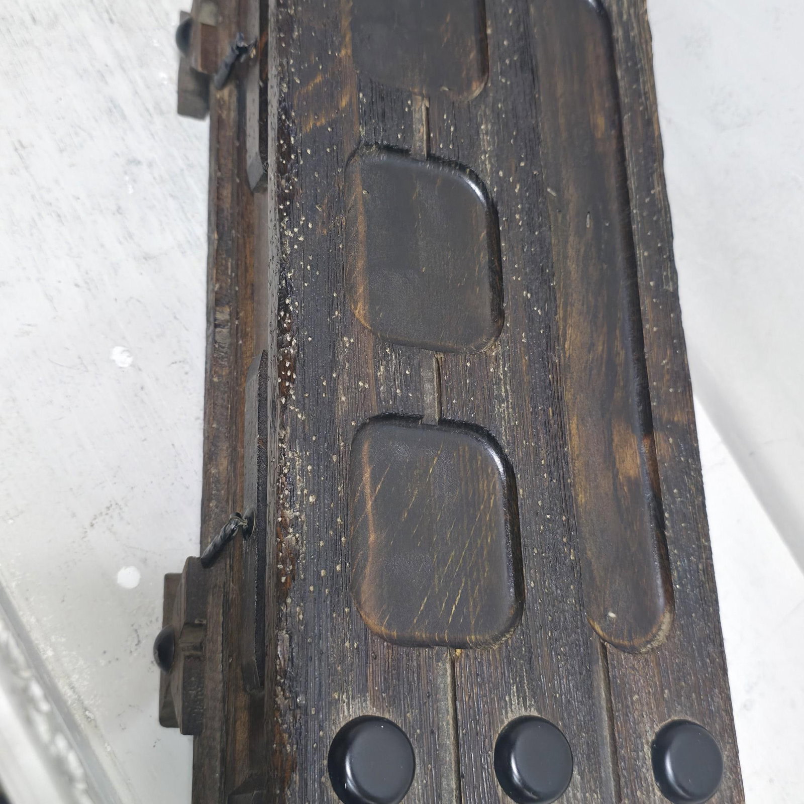 Vintage Velvet Lined Wooden Keepsake Box, Rustic Gothic Casket Jewelry Box, Burgundy Red Velvet - 5