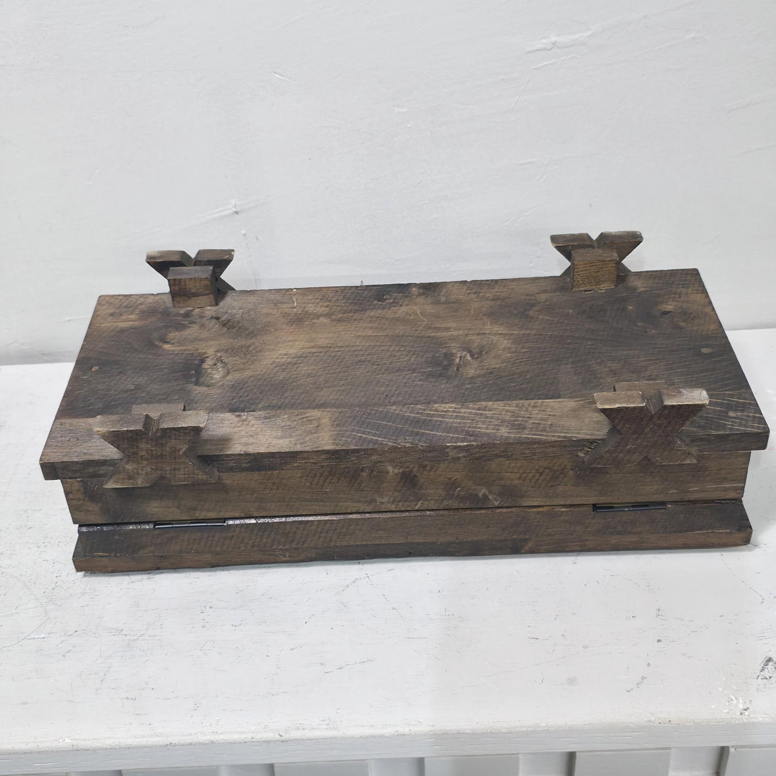 Vintage Velvet Lined Wooden Keepsake Box, Rustic Gothic Casket Jewelry Box, Burgundy Red Velvet - 7