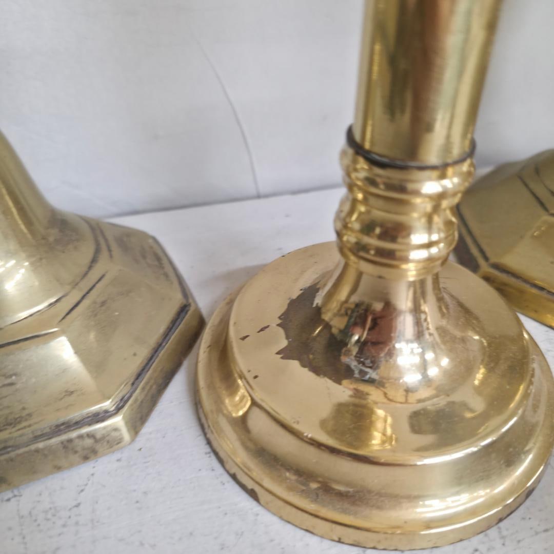 Vintage Brass Candlesticks Lot of 6, Mixed Heights 6.25–10, Taper Candle Holders, Eclectic - 5