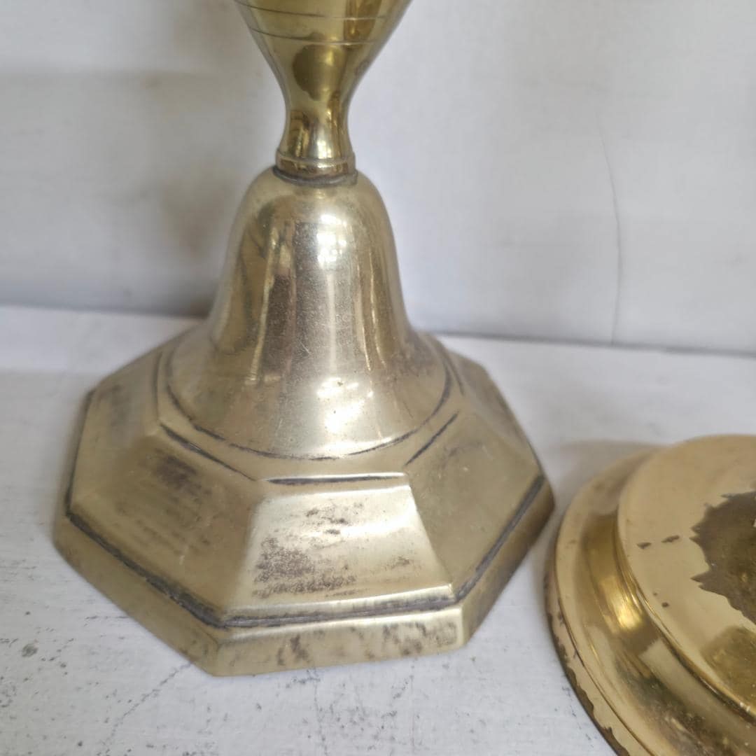 Vintage Brass Candlesticks Lot of 6, Mixed Heights 6.25–10, Taper Candle Holders, Eclectic - 7