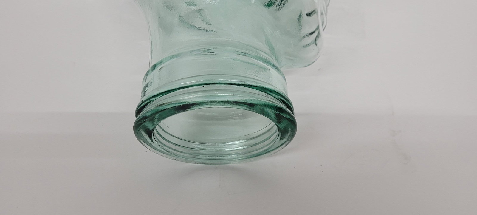 Large Glass Mannequin Head Display Aqua Green Tint Heavy Molded Glass Wig Hat Stand Vanity Decor - 8