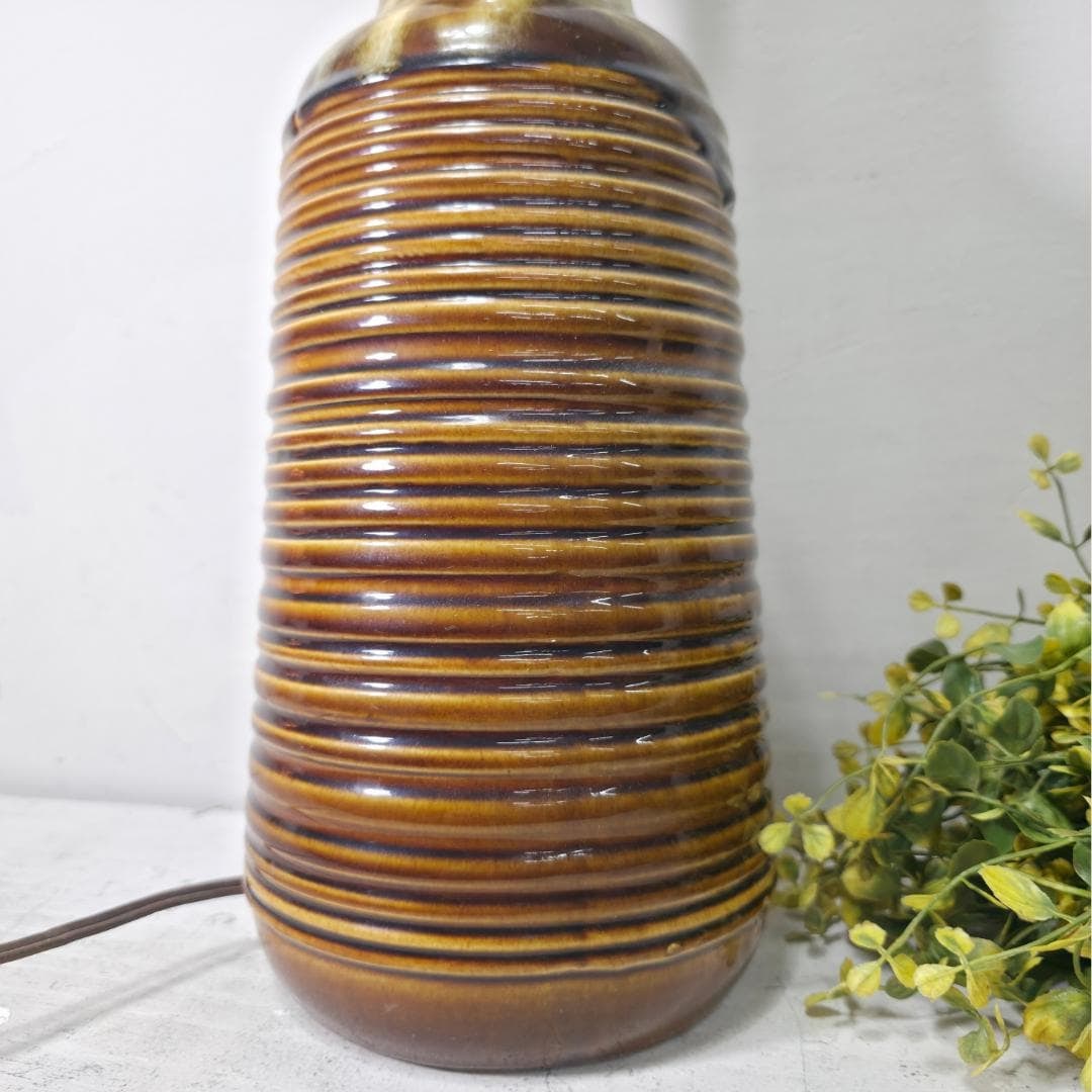 Vintage Mid Century Ceramic Table Lamp Base, Earthtone Brown Drip Glaze, Studio Pottery Style - 4