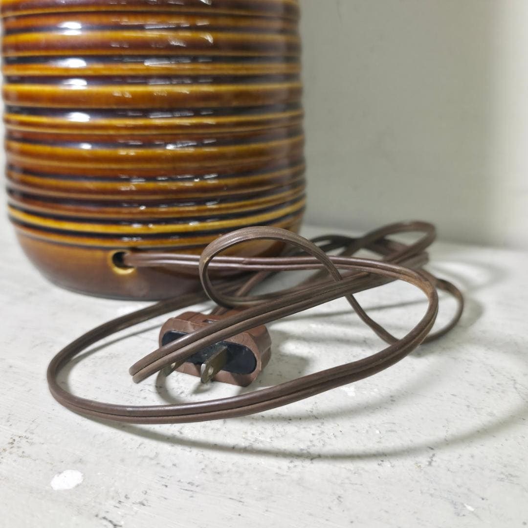 Vintage Mid Century Ceramic Table Lamp Base, Earthtone Brown Drip Glaze, Studio Pottery Style - 5