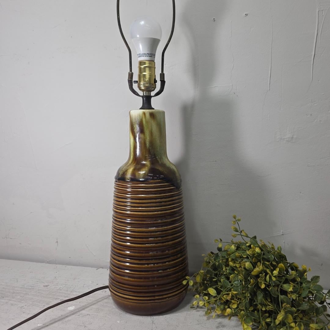 Vintage Mid Century Ceramic Table Lamp Base, Earthtone Brown Drip Glaze, Studio Pottery Style - 6