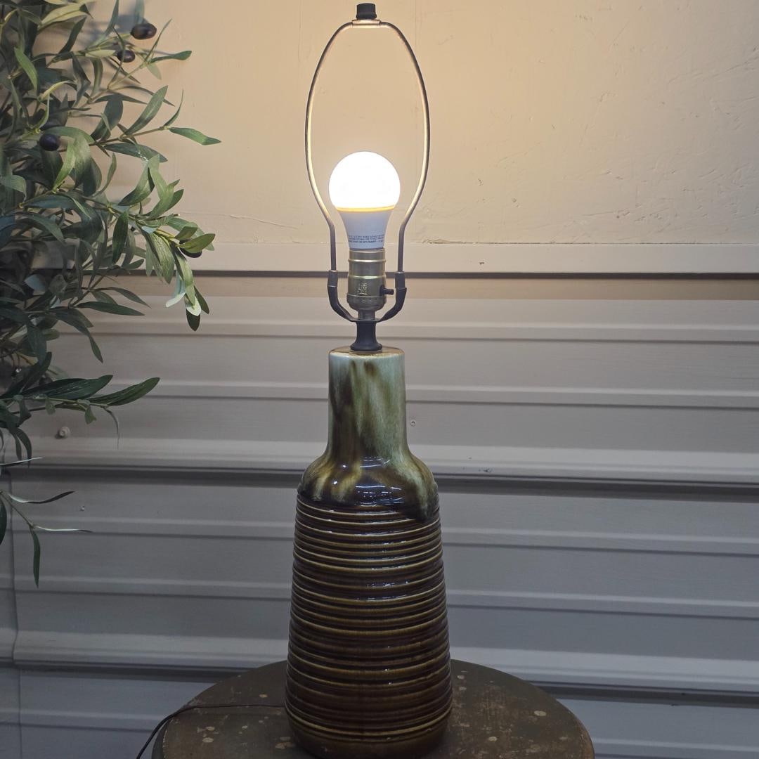 Vintage Mid Century Ceramic Table Lamp Base, Earthtone Brown Drip Glaze, Studio Pottery Style - 8