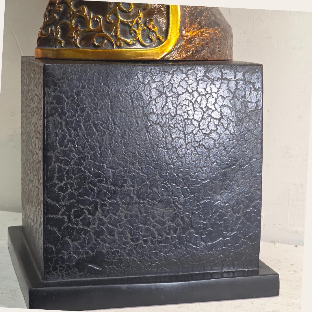 Large Antelope Bust Sculpture 41” Tall, Gilded Animal Head Floor Decor, Modern Safari - 6